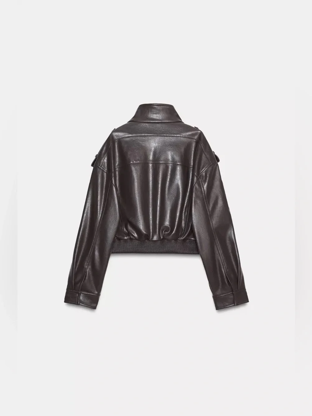 Zara Brown Faux Leather Bomber Jacket